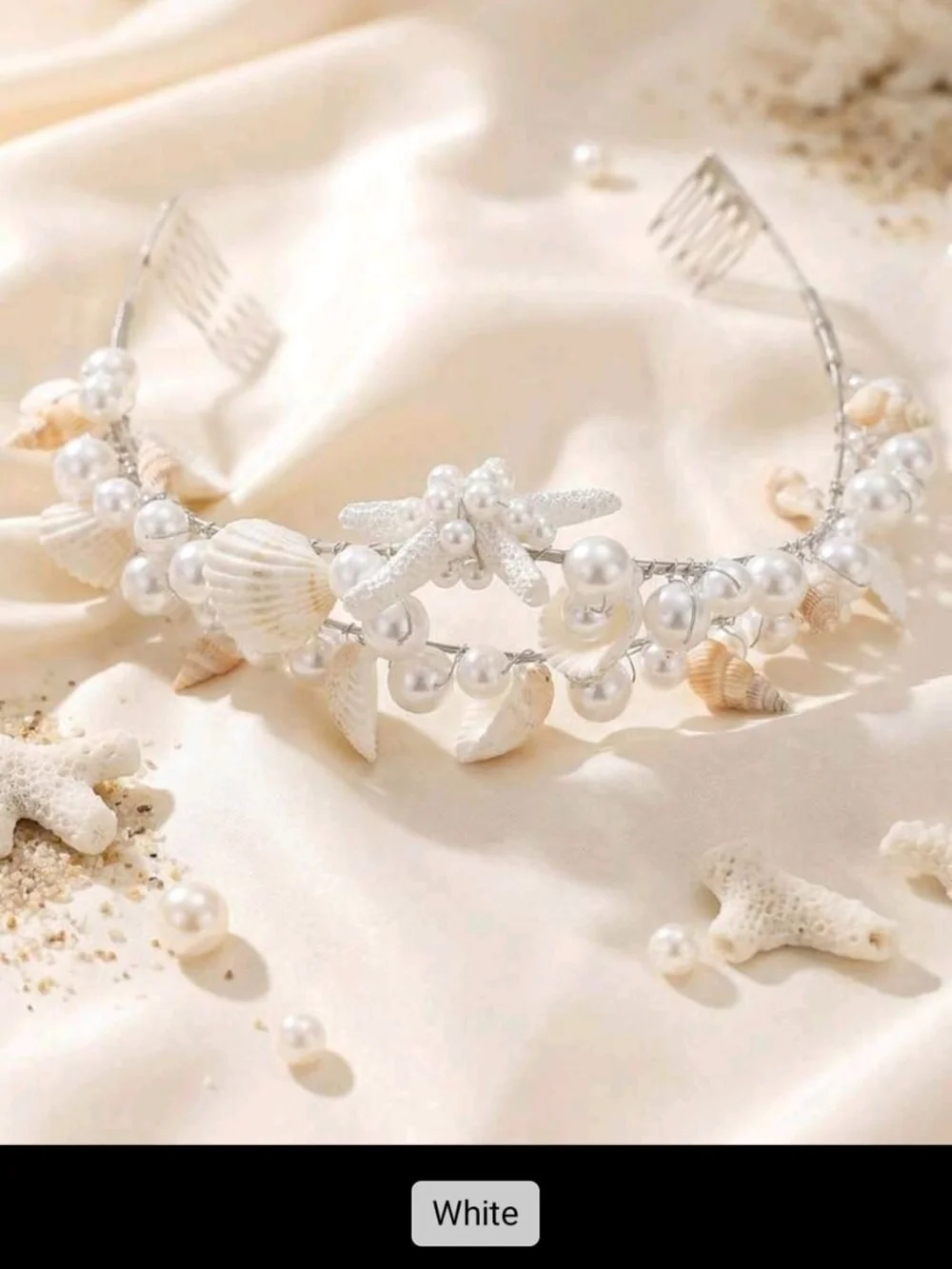 Pearl & Shell Decorative White Headband